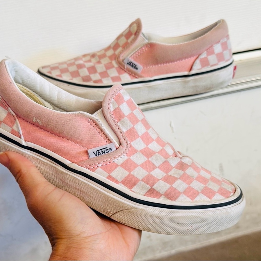 Vans Pink Checkered Slip-On Sneakers